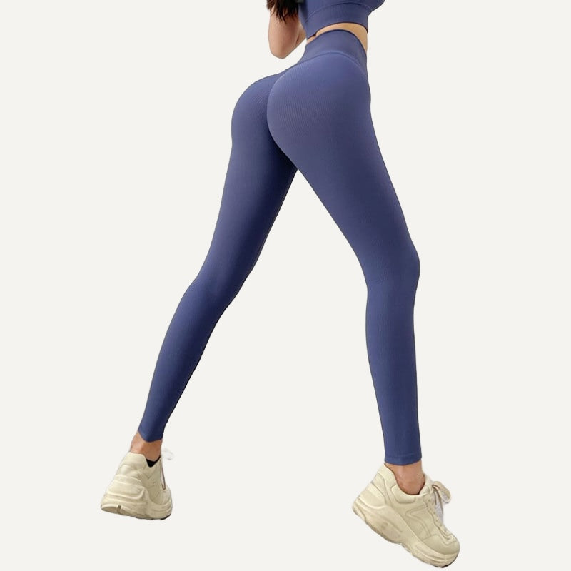 High-Waisted Solid Nylon Leggings - Navy