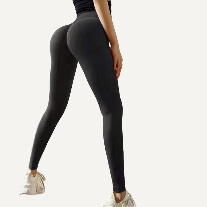 High-Waisted Textured Workout Leggings - Black