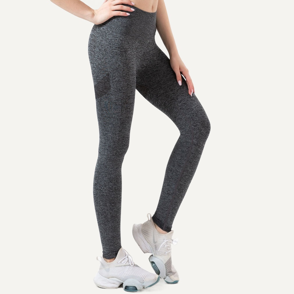 High-Waisted Textured Workout Leggings - Charcoal
