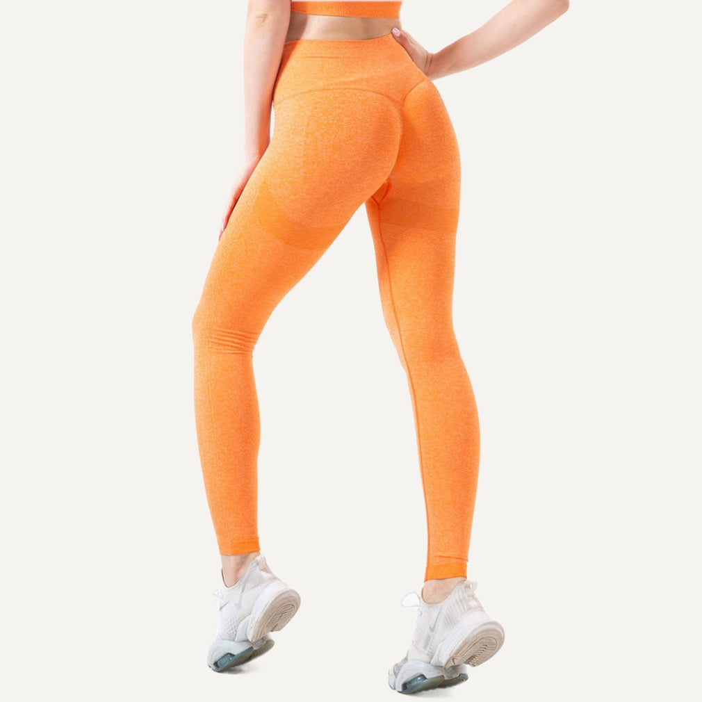 High-Waisted Textured Workout Leggings - Orange