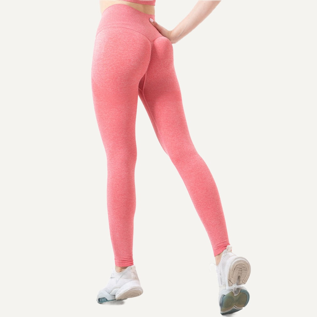 High-Waisted Textured Workout Leggings - Coral Pink