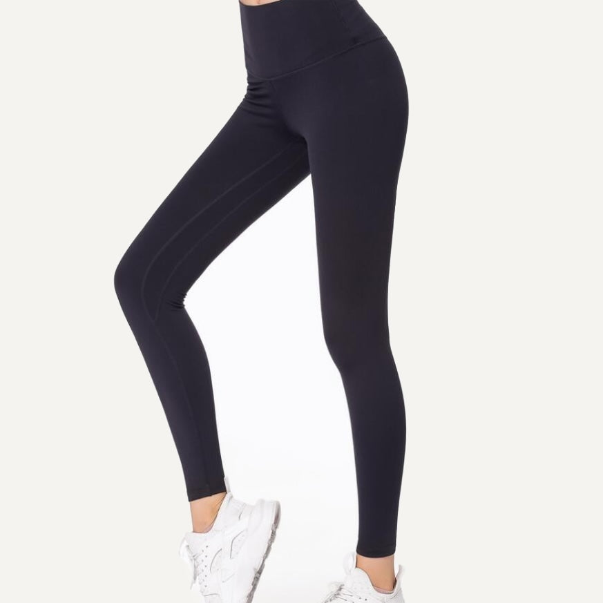 High-Waisted Leggings with Contrast Side Seams - Midnight Blue
