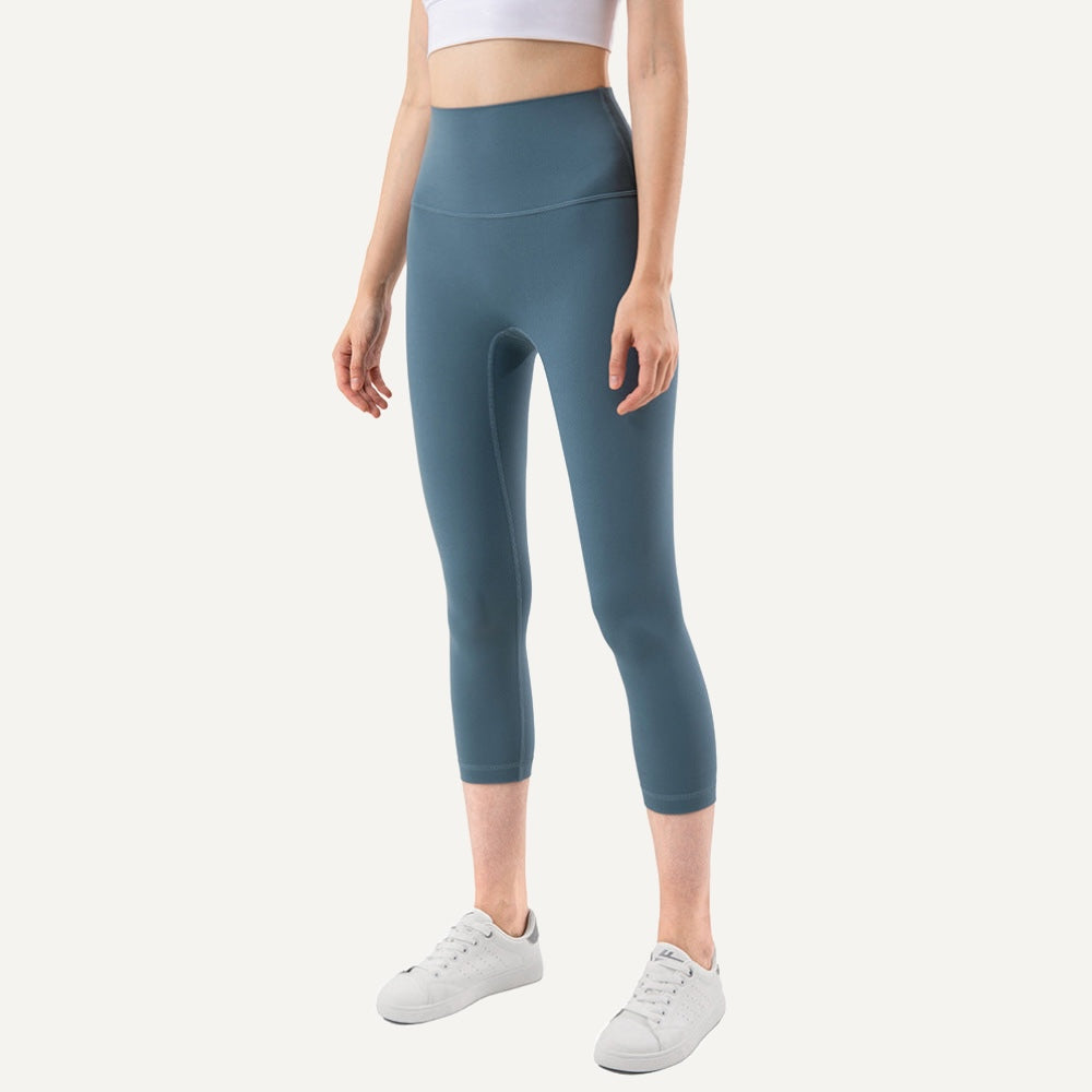 High-Waisted Capri Leggings - Steel Blue