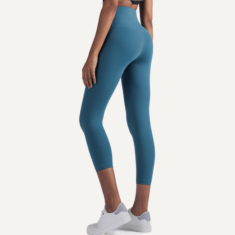 High-Waisted Capri Leggings - Blue Teal