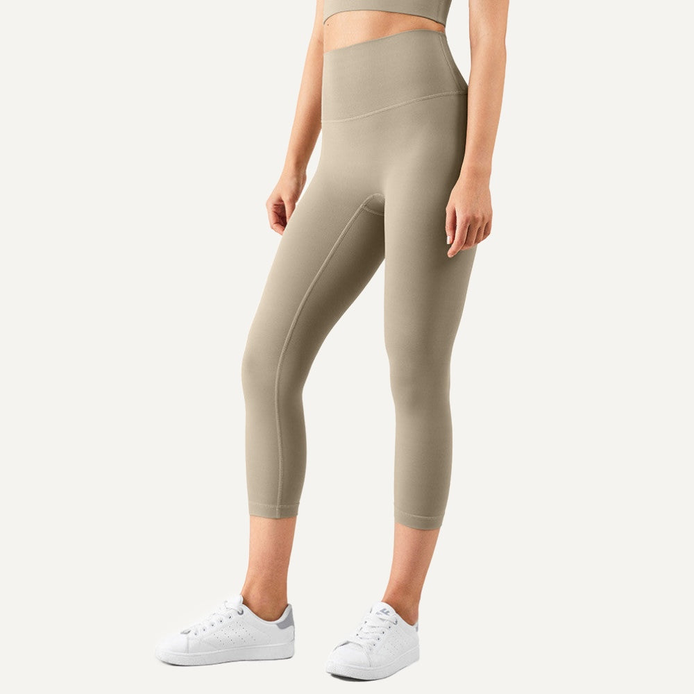 High-Waisted Capri Leggings - Khaki
