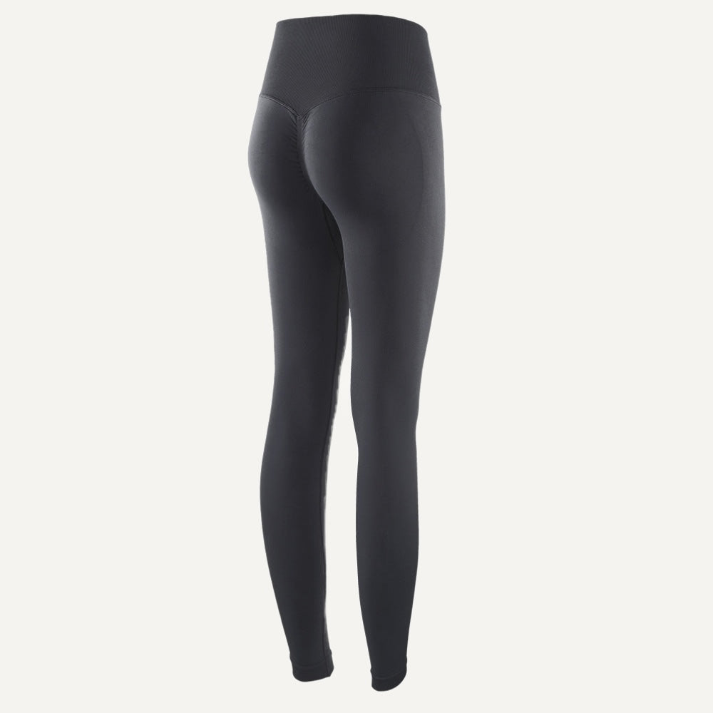 High-Waisted Leggings with Curved Back Seams - Black