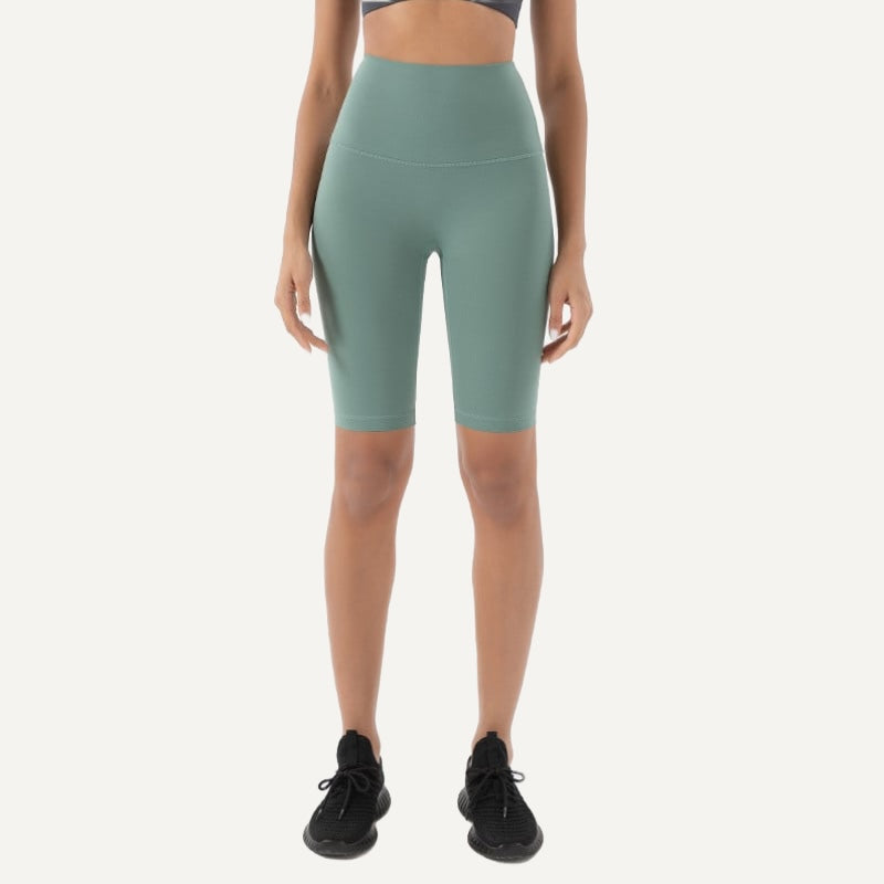 High-Waisted Moisture-Wicking Biker Shorts - Mint