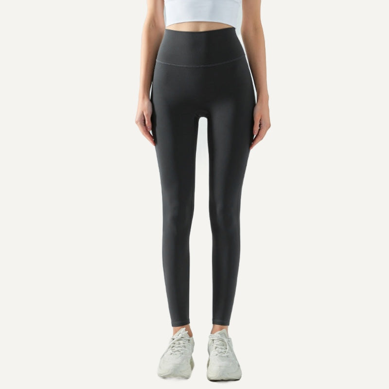 High-Waisted Leggings with Wide Waistband - Charcoal
