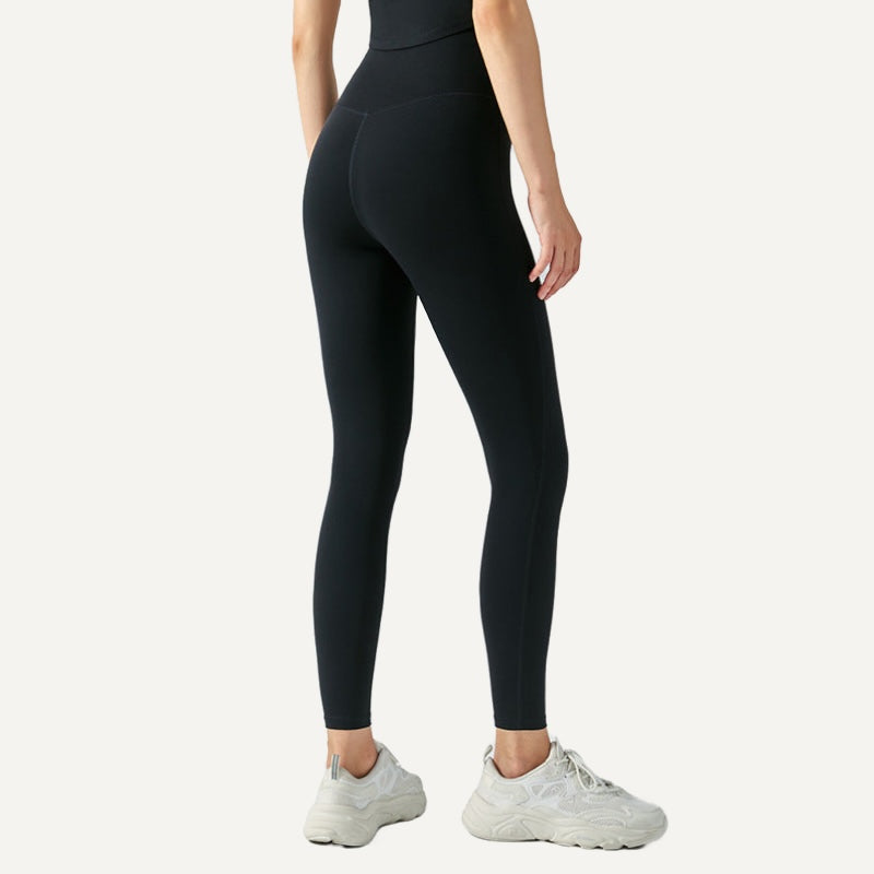 High-Waisted Leggings with Wide Waistband - Black