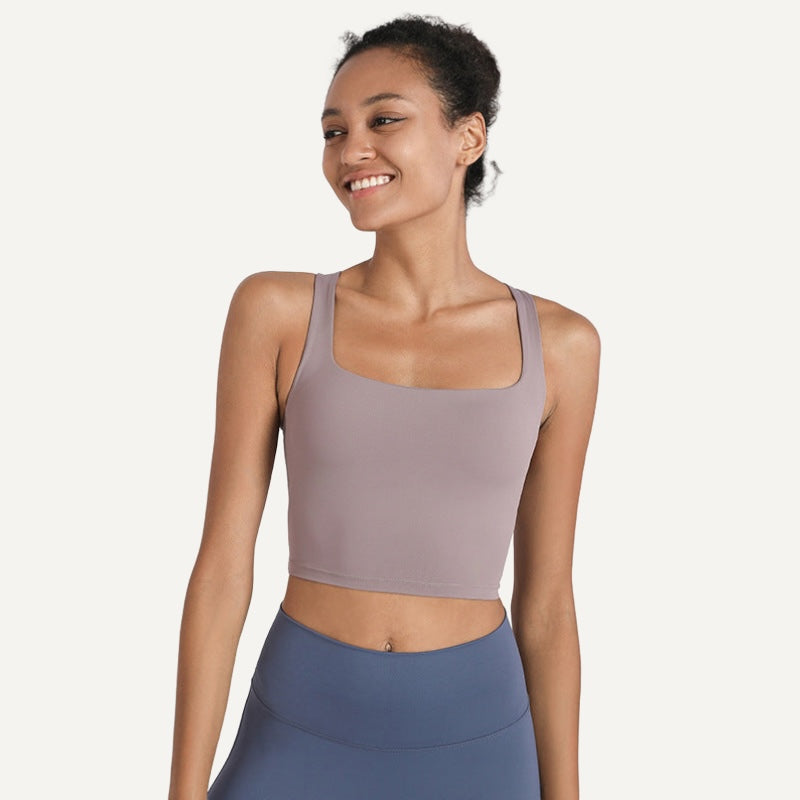 Cross-Back Crop Tank with Wide Straps