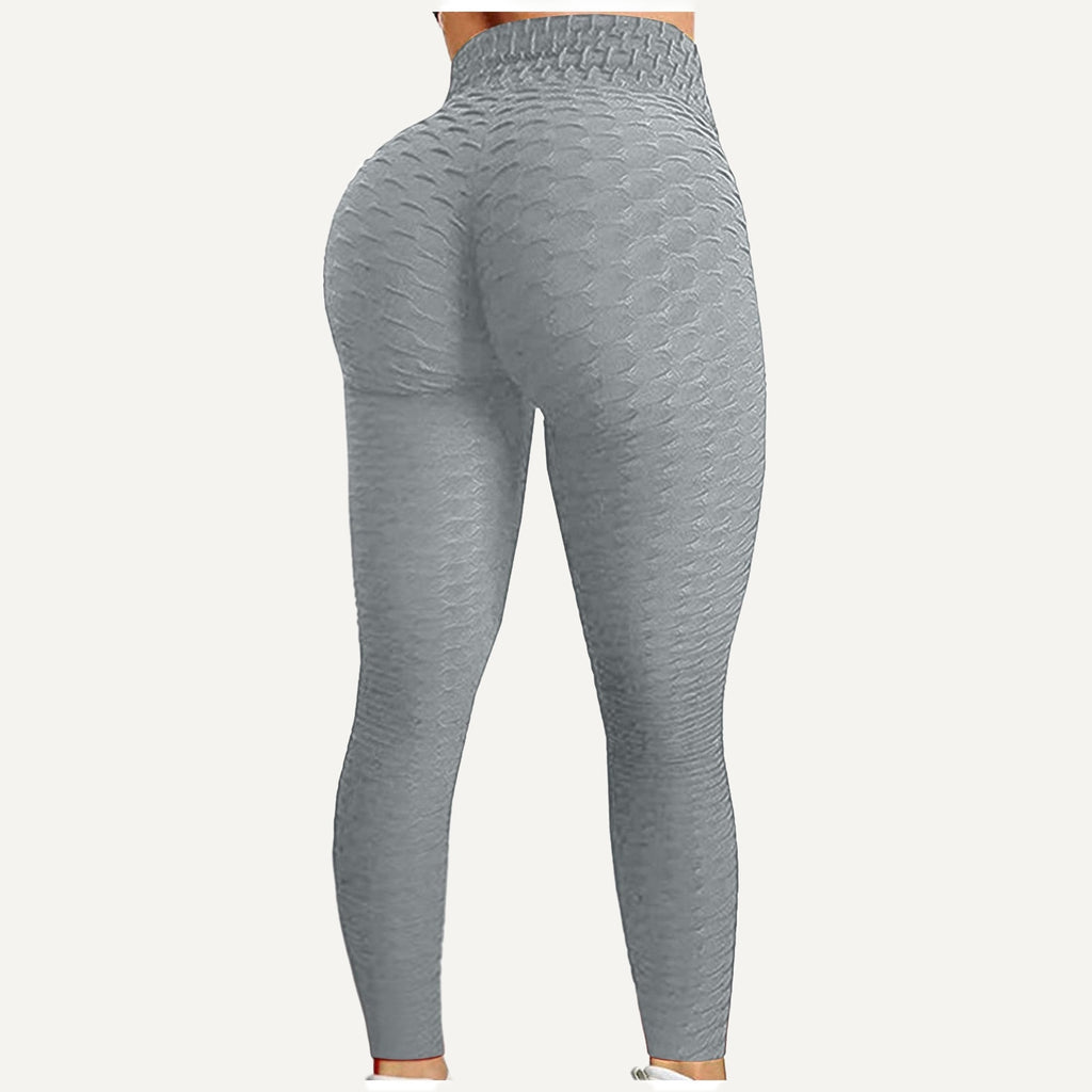 Textured Leggings with Gathered Back Seam - Gray