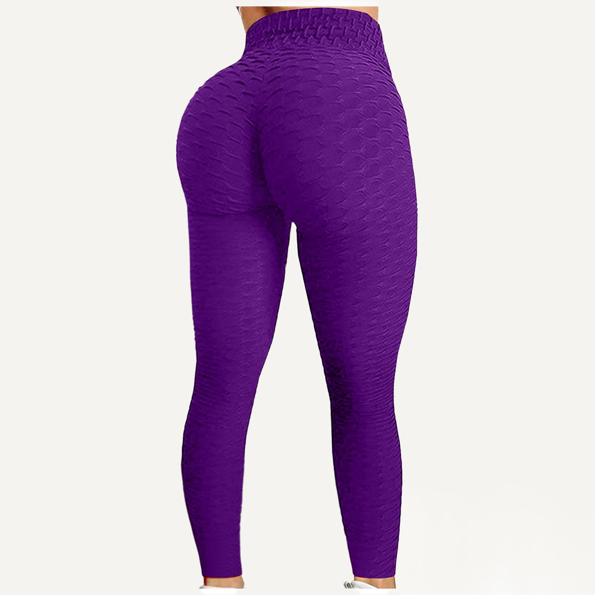 Textured Leggings with Gathered Back Seam - Purple