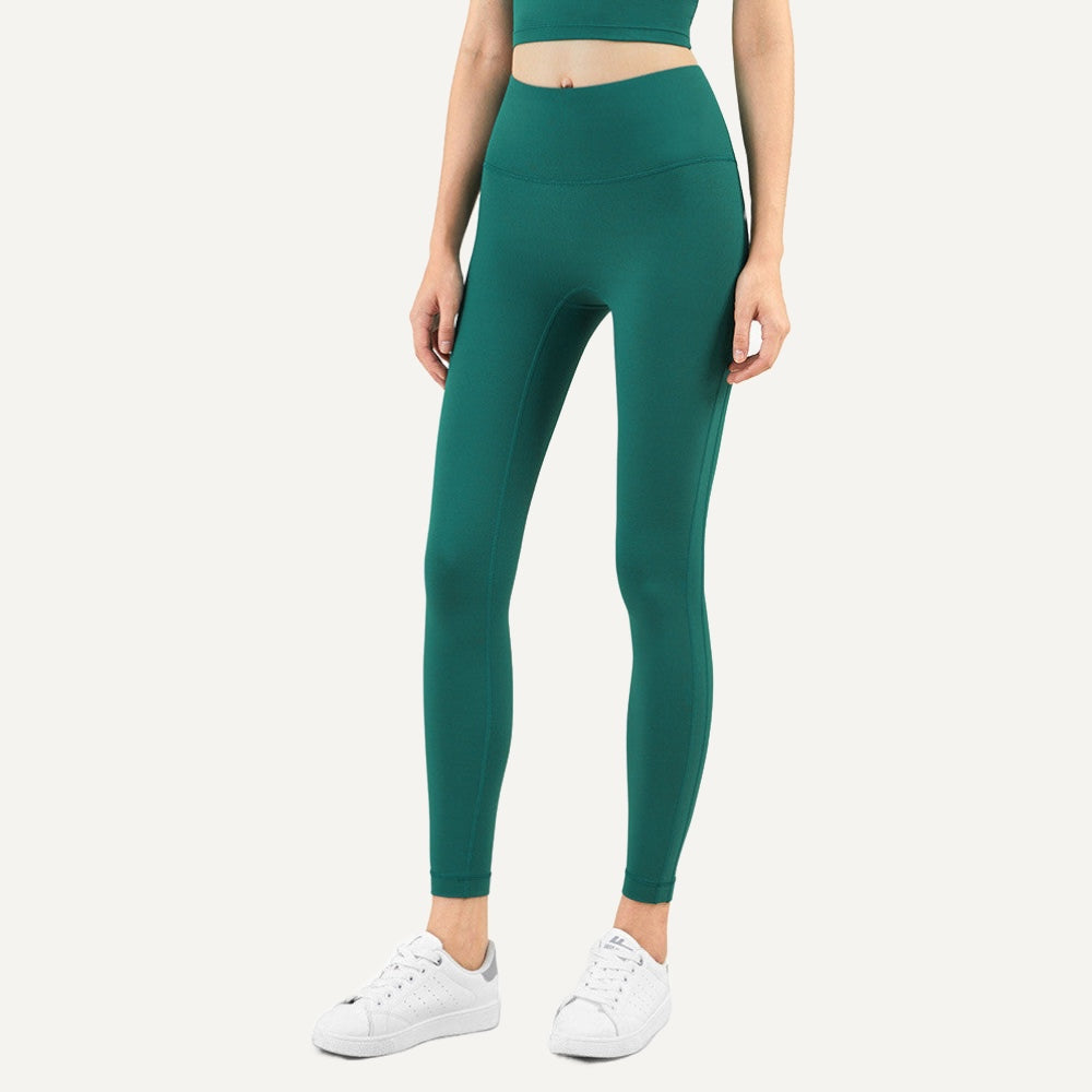 High-Waisted Ankle Leggings with Curved Back Seam - Teal