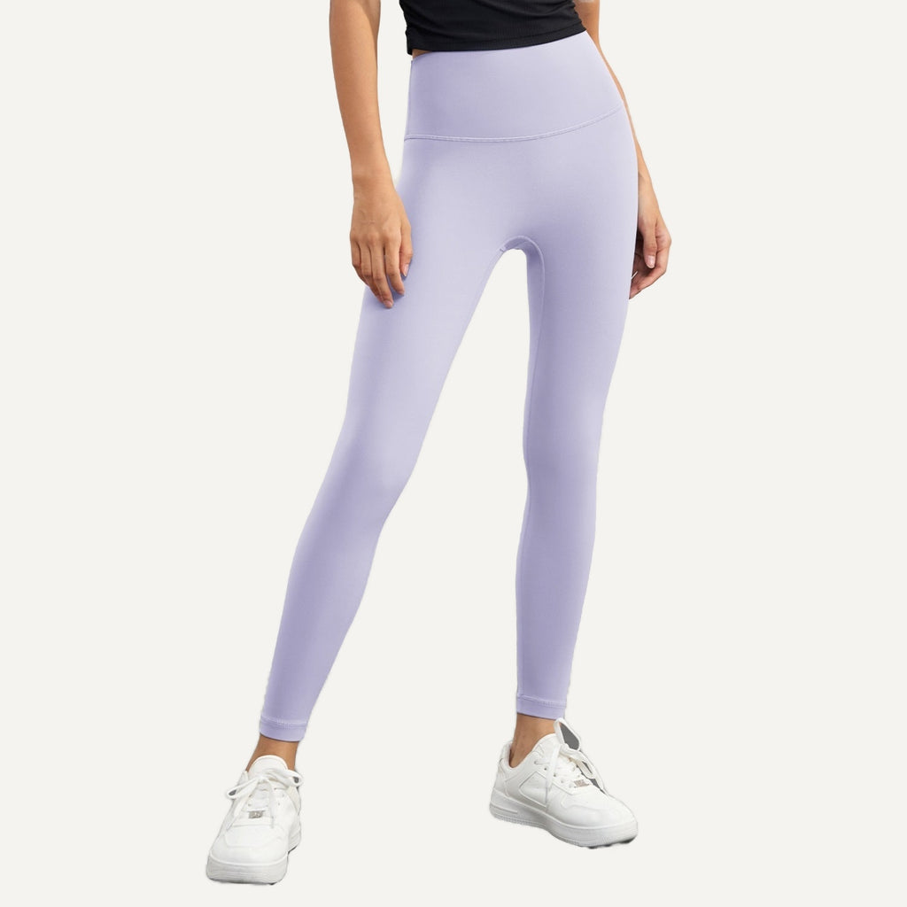High-Waisted Leggings with Wide Smooth Waistband - Lavender