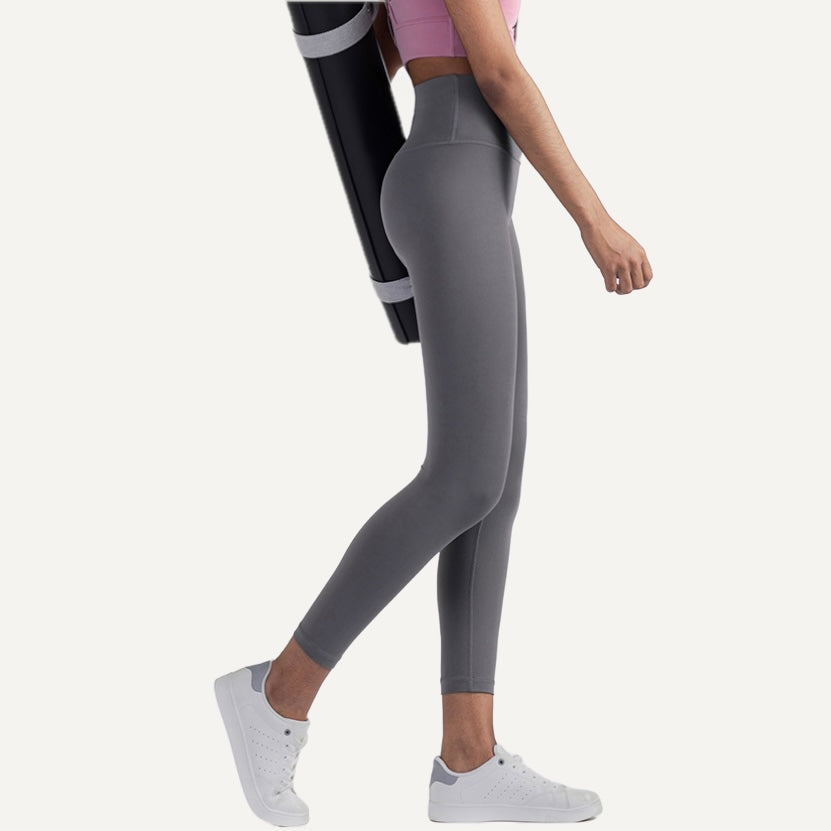 High-Waisted Ankle Leggings with Plain Finish