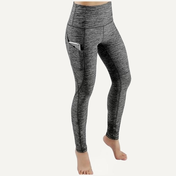 High-Waisted Pocket Leggings in Polyester Blend - Heather Gray
