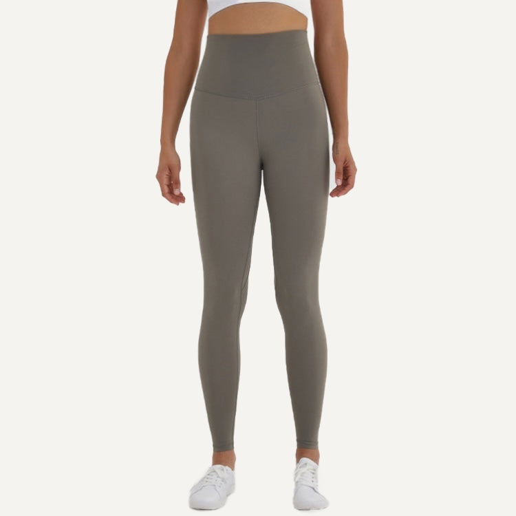 High-Waisted Ankle Leggings with Curved Front Seams - Olive