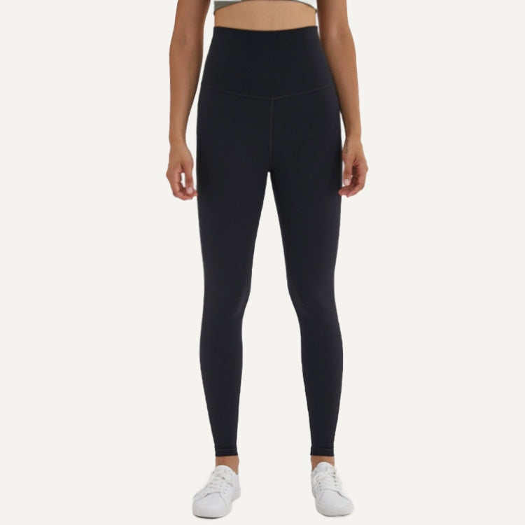 High-Waisted Ankle Leggings with Curved Front Seams - Black