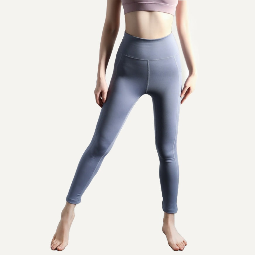 High-Waisted Pocket Leggings with Curved Seams - Slate