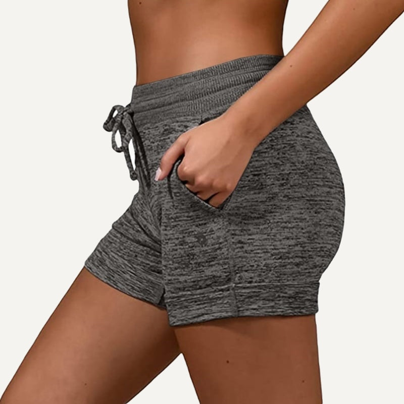 Heathered Drawstring Shorts with Side Pockets - Charcoal