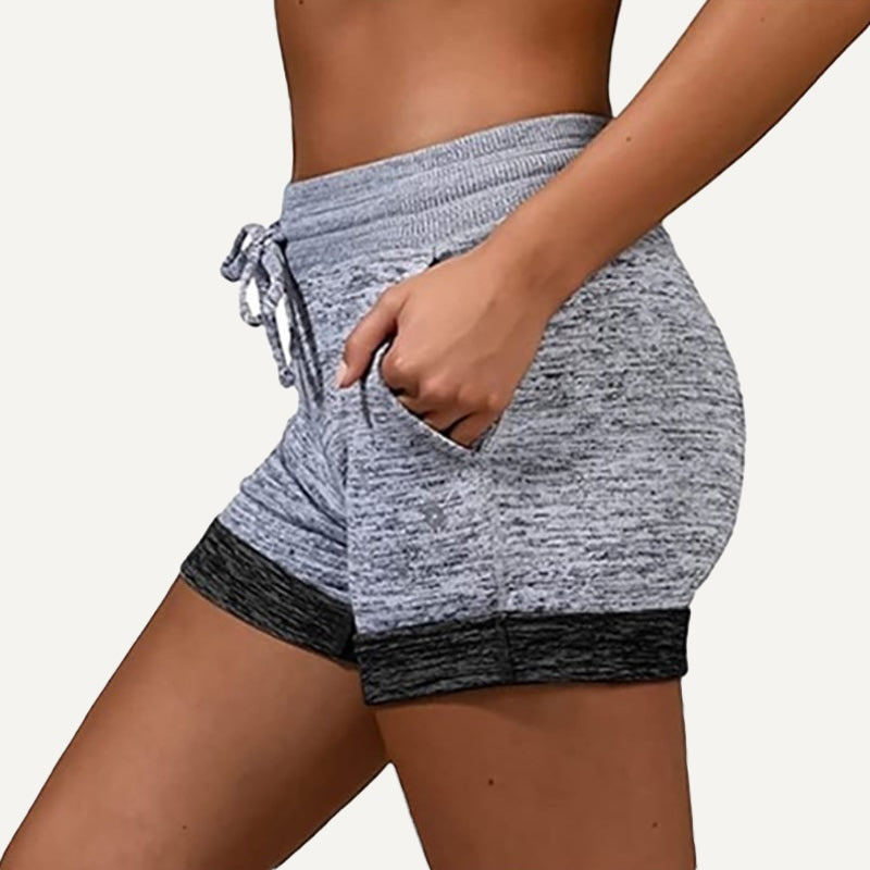 Heathered Drawstring Shorts with Side Pockets - Gray / Black