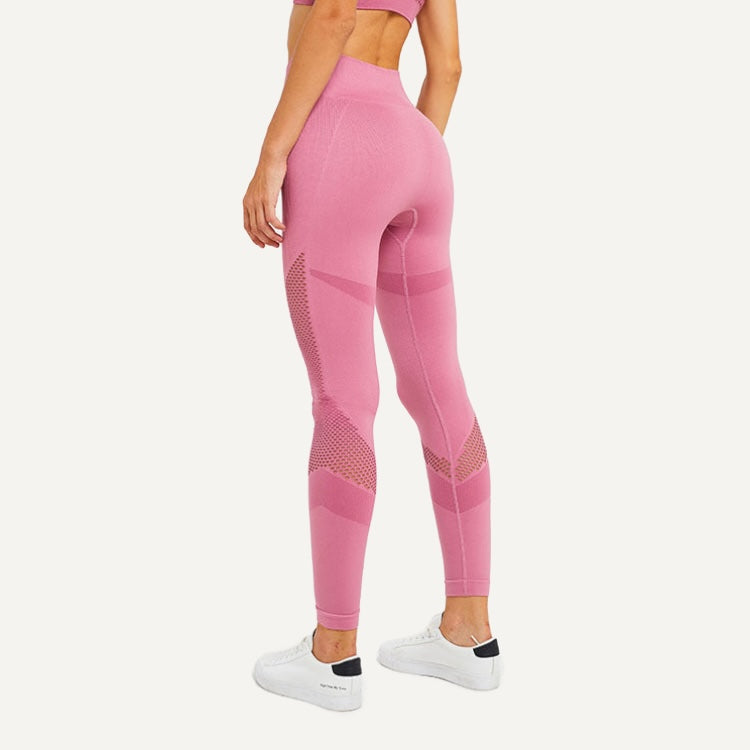 High-Waisted Leggings with Openwork Side Panels - Pink