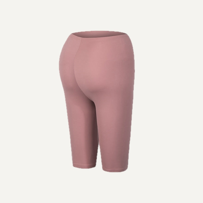 High-Waisted Fitted Bike Shorts - Dusty Rose