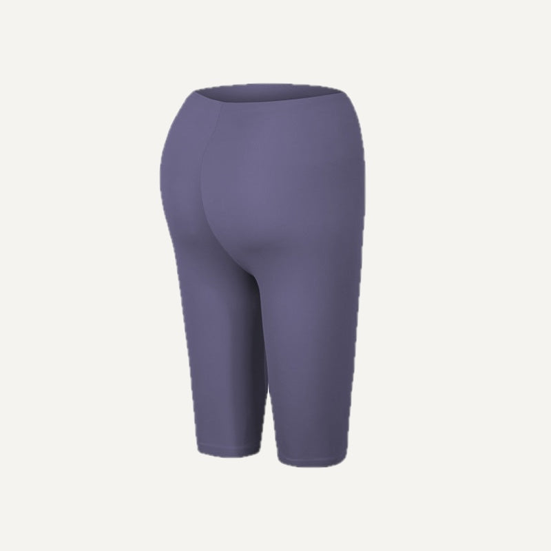 High-Waisted Fitted Bike Shorts - Slate Purple