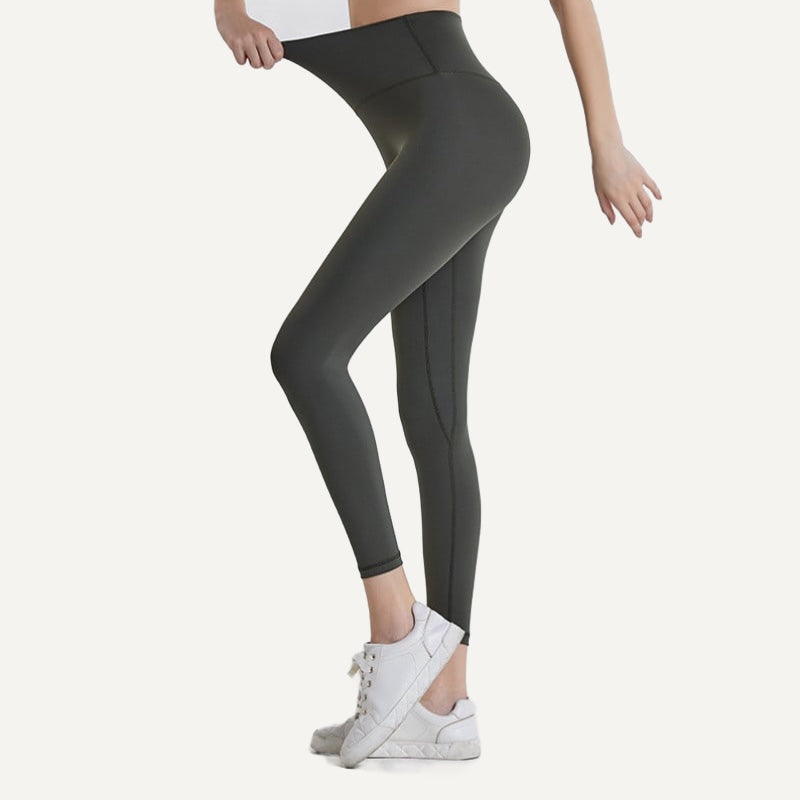 High-Waisted Polyamide Leggings - Olive