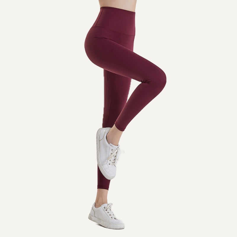 High-Waisted Polyamide Leggings - Burgundy