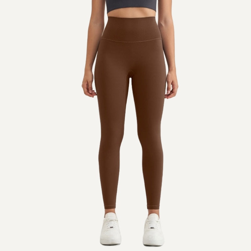 High-Waisted Fitted Nylon Leggings - Chestnut