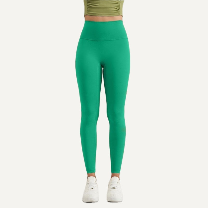 High-Waisted Fitted Nylon Leggings - Emerald