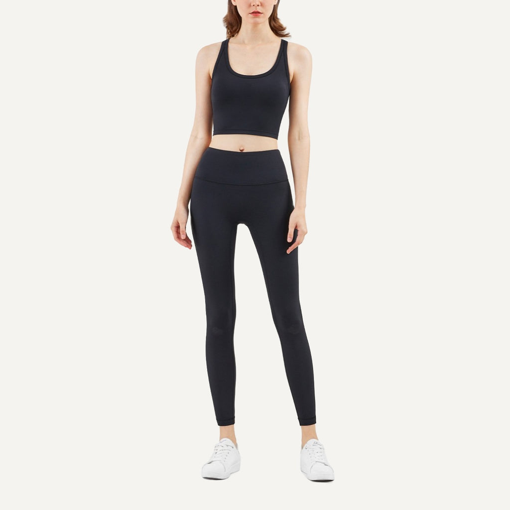 High-Waisted Leggings with Side Seam Detail - Black