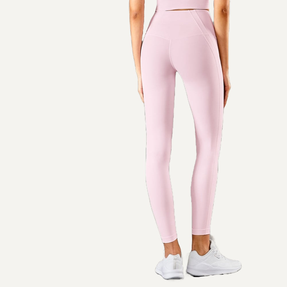 High-Waisted Leggings with Side Seam Detail - Blush