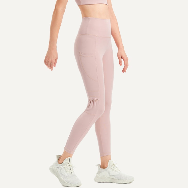 V-Waist Leggings with Side Pockets - Blush