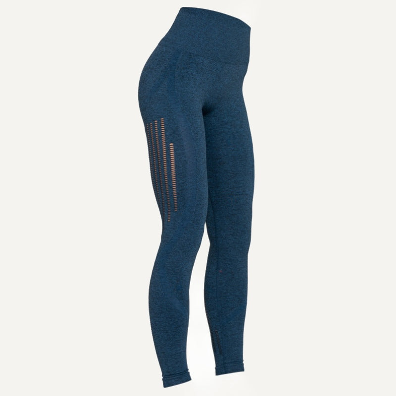 High-Waisted Leggings with Openwork Side Panels - Navy