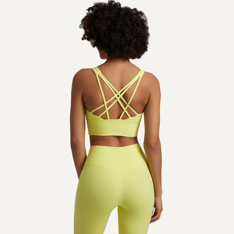 Strappy-Back Sports Bra with Wide Underband - Lime