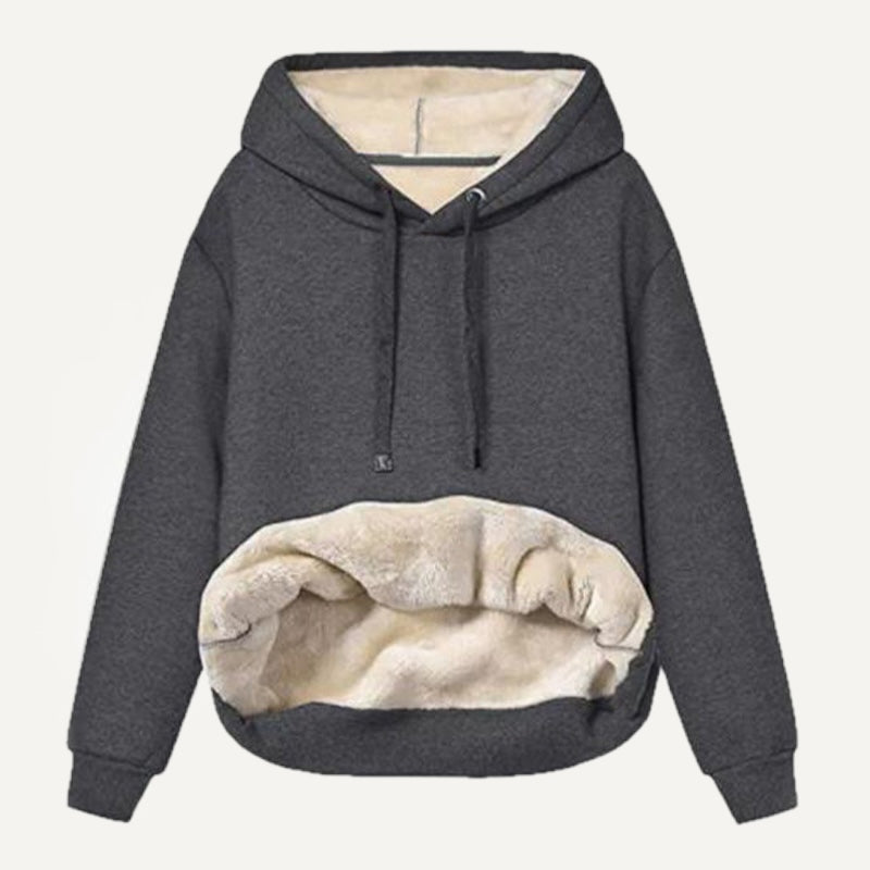 Fleece-Lined Pullover Hoodie with Kangaroo Pocket - Charcoal