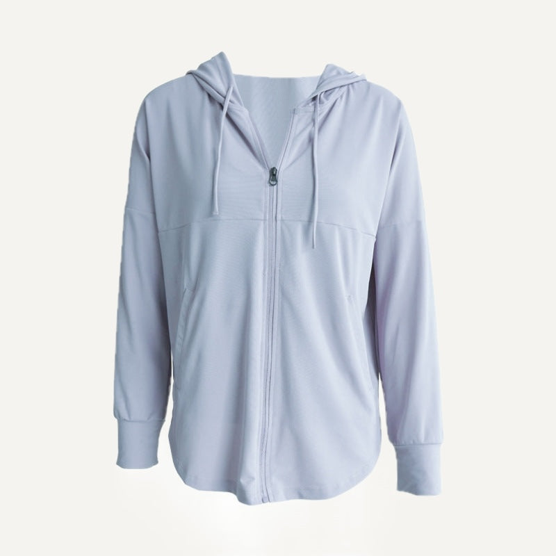 Hooded Half-Zip Pullover Jacket - Pale Blue
