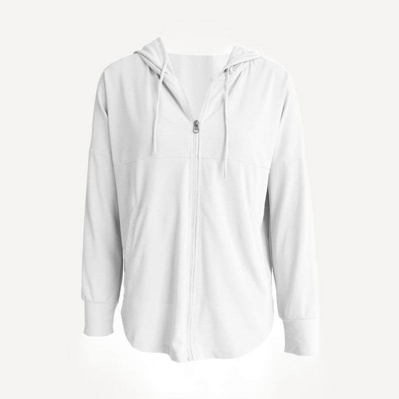 Hooded Half-Zip Pullover Jacket - White