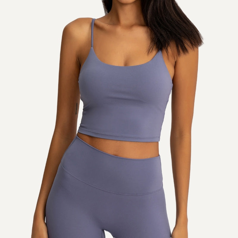 Spaghetti-Strap Workout Crop Top - Slate Purple