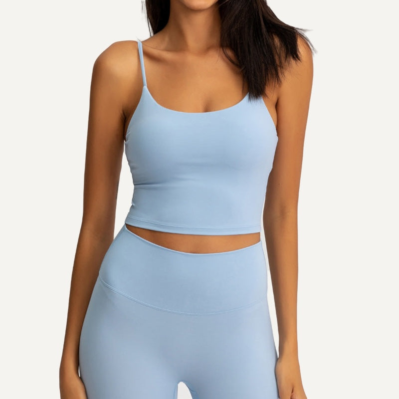 Spaghetti-Strap Workout Crop Top - Sky Blue