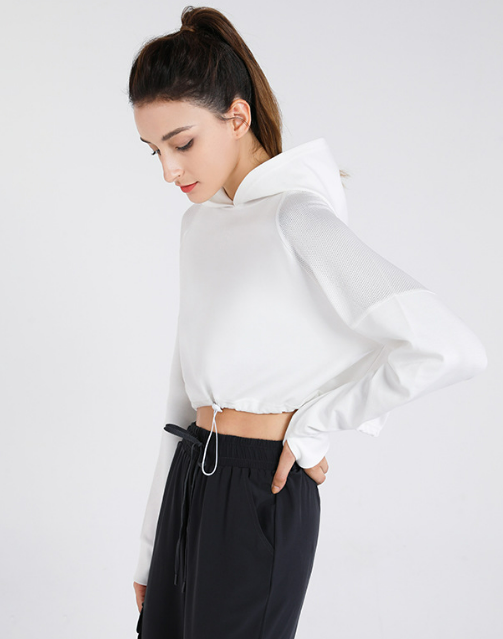 Cropped Hoodie with Drawcord Hem