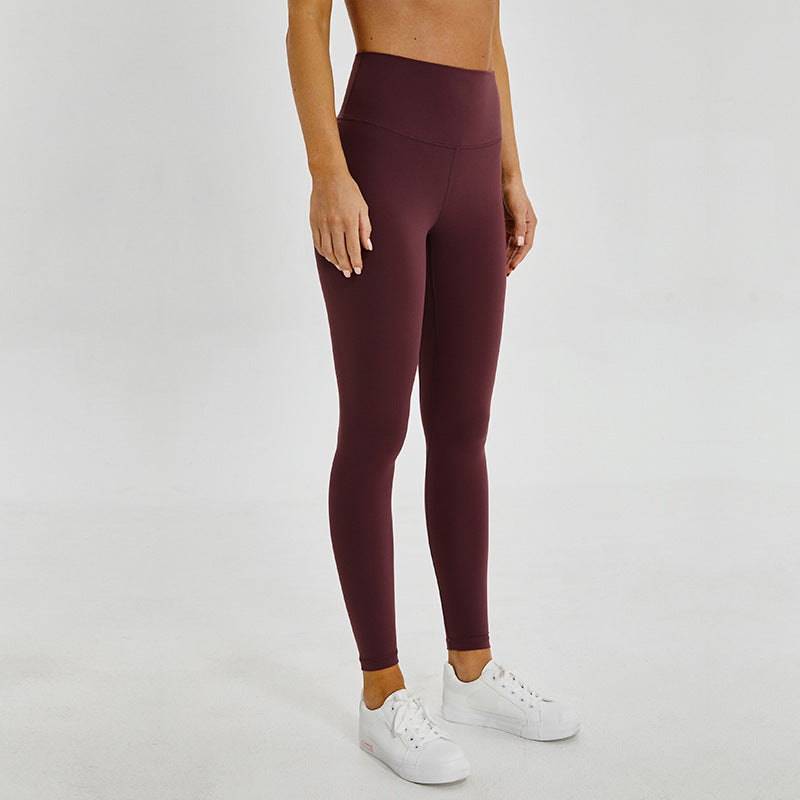 High-Waisted Ankle-Length Stretch Leggings - Plum