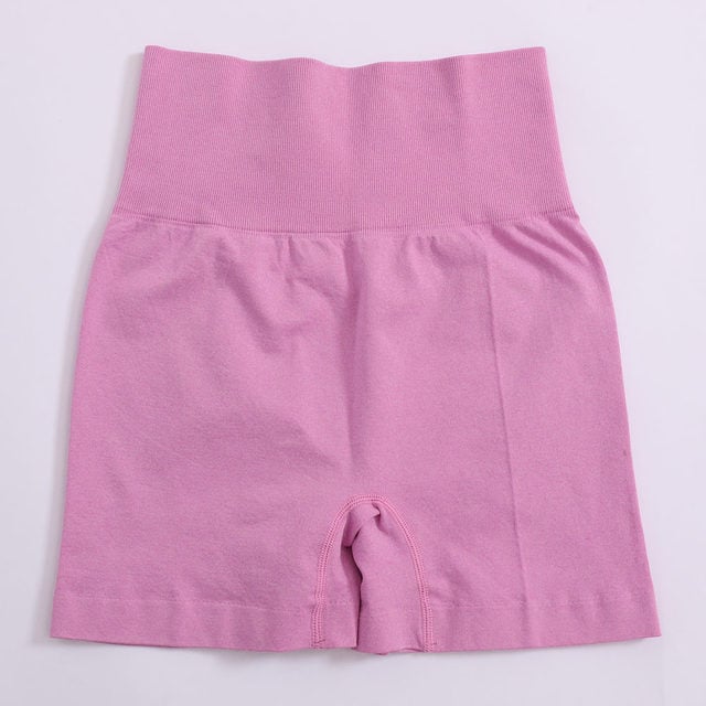 High-Waisted Shorts with Ribbed Waistband - Pink