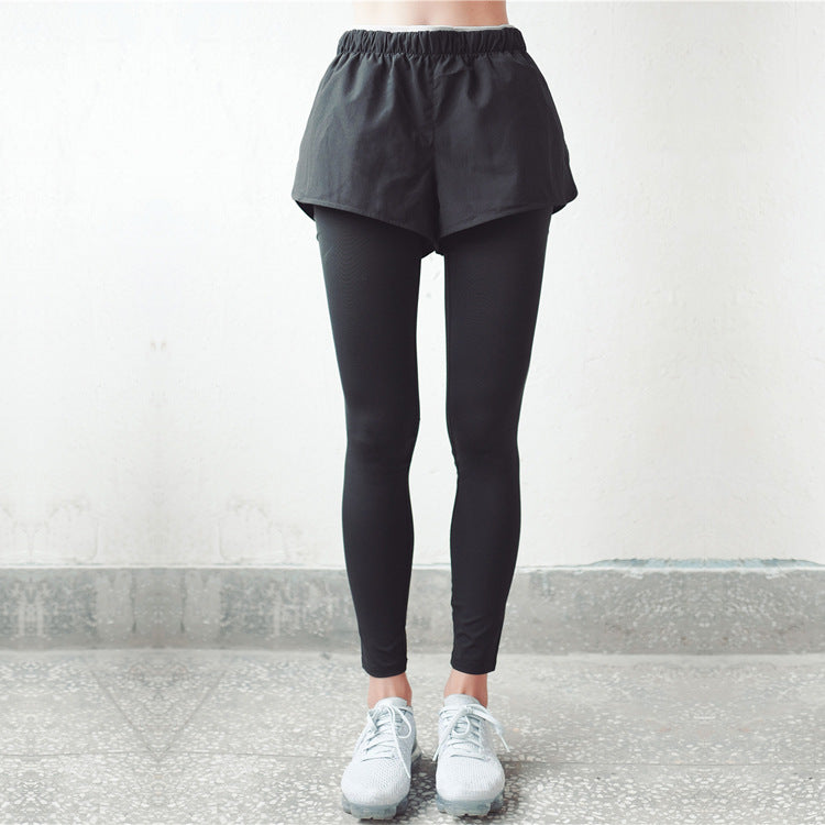 Layered Pocket Shorts with Full-Length Leggings - Charcoal