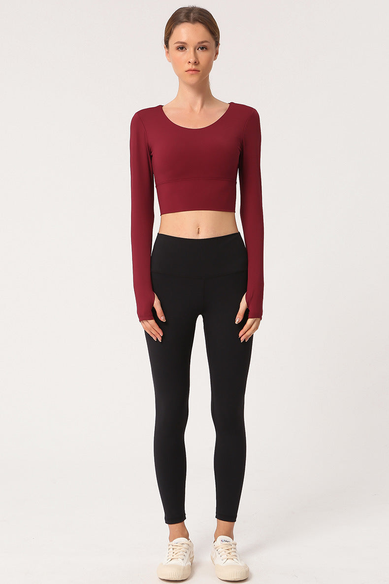 Long Sleeve Crop Top with Crisscross Open Back