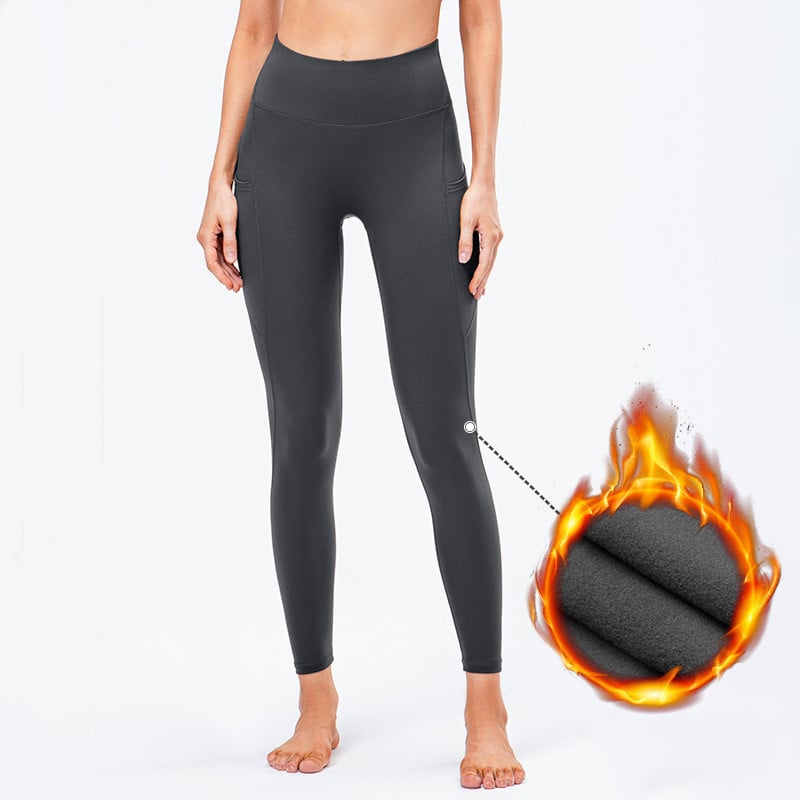 High-Waisted Leggings with Side Pockets - Charcoal