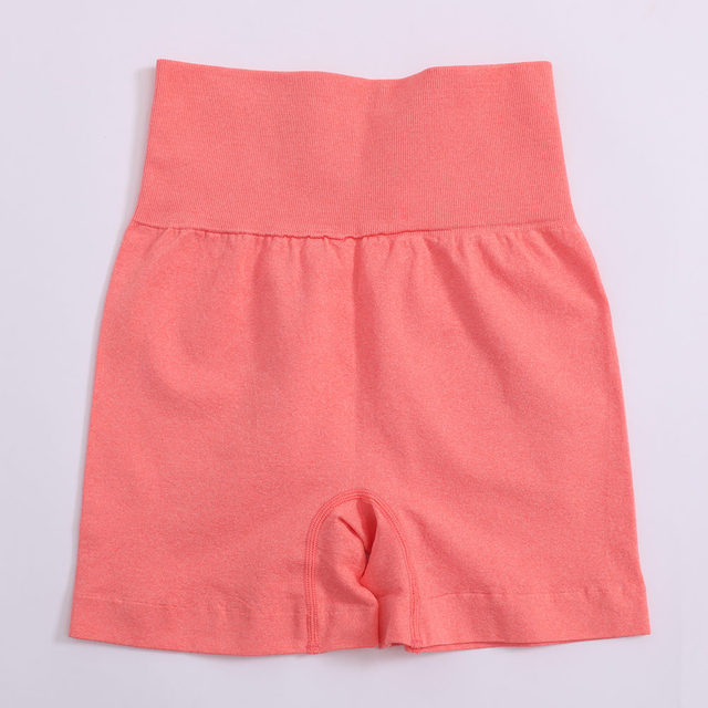 High-Waisted Shorts with Ribbed Waistband - Coral