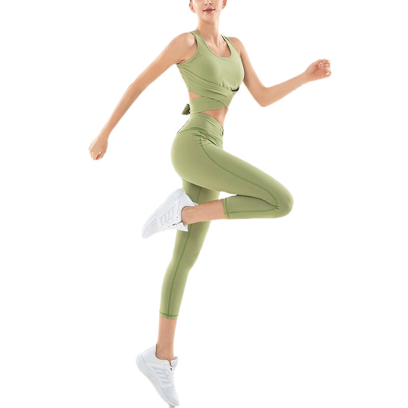 Tie-Back Crop Top and Ankle Leggings Set
